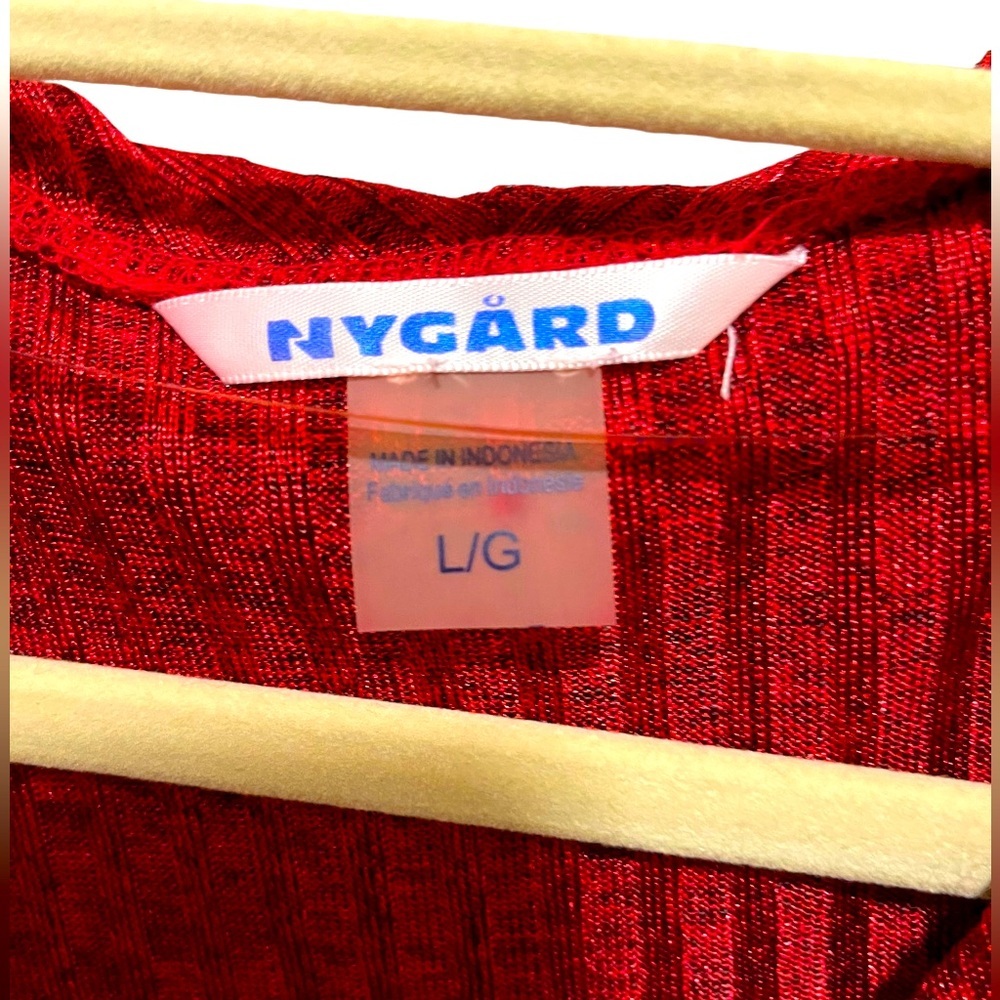NyGard - red Cowl Neck Sweater- dressy - flowy material - size L - holidays! - Picture 2 of 3